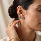 D'Joy Blue Turquoise, White Zircon Main Stone With Surrounding Stone Earring Sterling Silver  1.196  Ct._8696457_2
