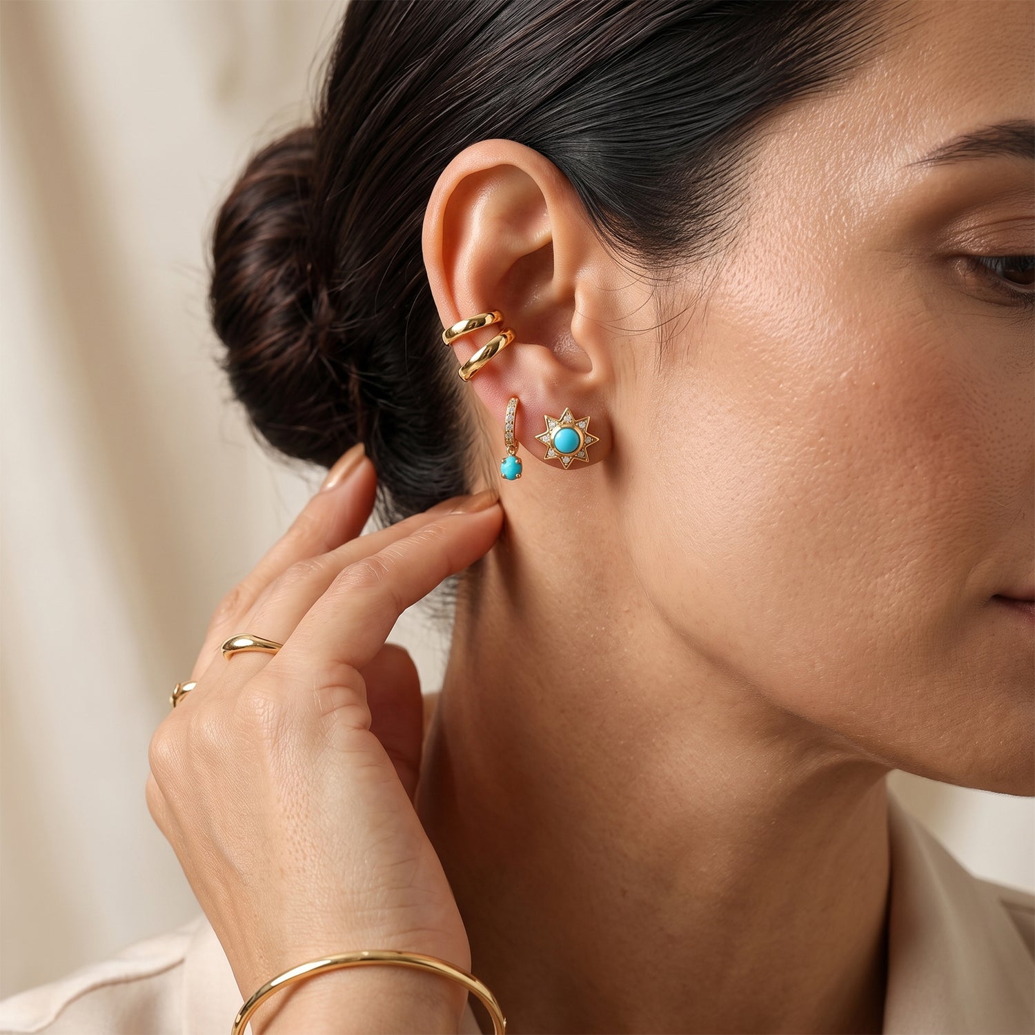 D'Joy Blue Turquoise, White Zircon Main Stone With Surrounding Stone Earring Sterling Silver  1.196  Ct. 8696457 2