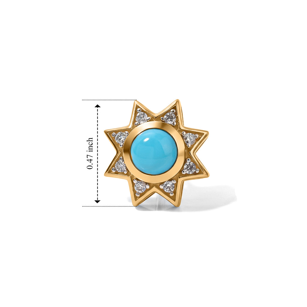 D'Joy Blue Turquoise, White Zircon Main Stone With Surrounding Stone Earring Sterling Silver  1.196  Ct._8696457_4