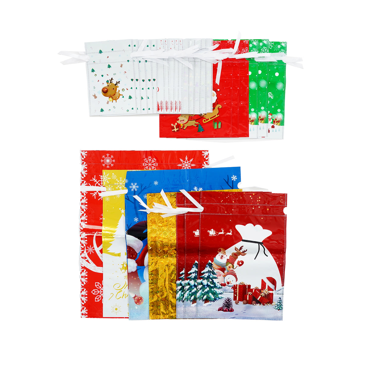 Assorted Metallic Christmas Foil Present Gift Packing Bags (30 Pack) - Multi Colour 8696613 0