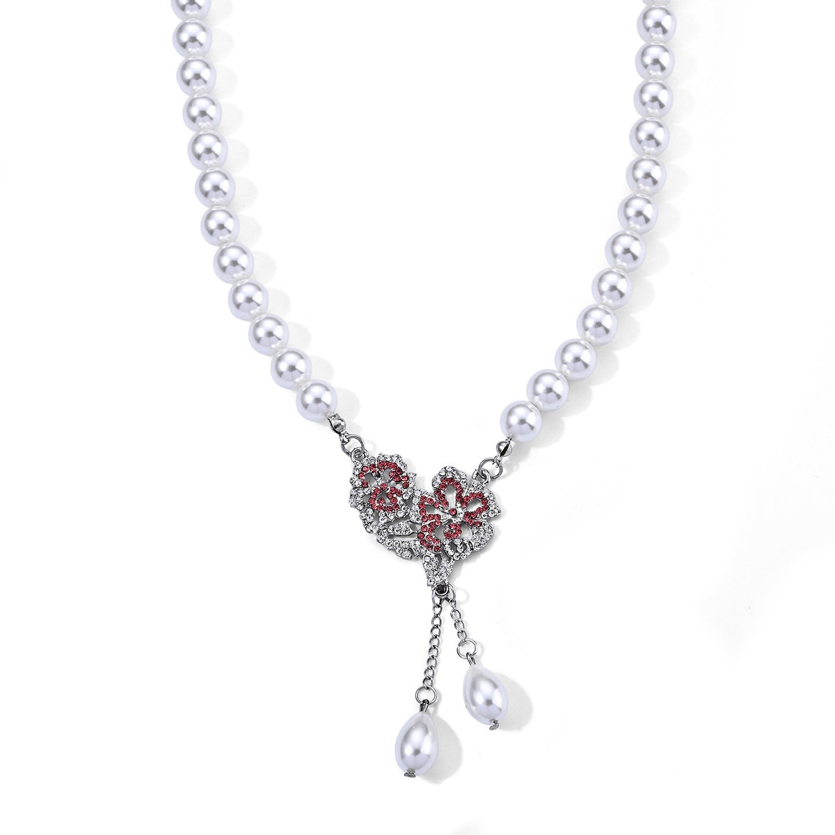 White Shell Pearl &amp; Multi Crystal Blooming Flower Adjustable Necklace (Size - 18+2 Ext) 235.00 Ct. V32668948 0