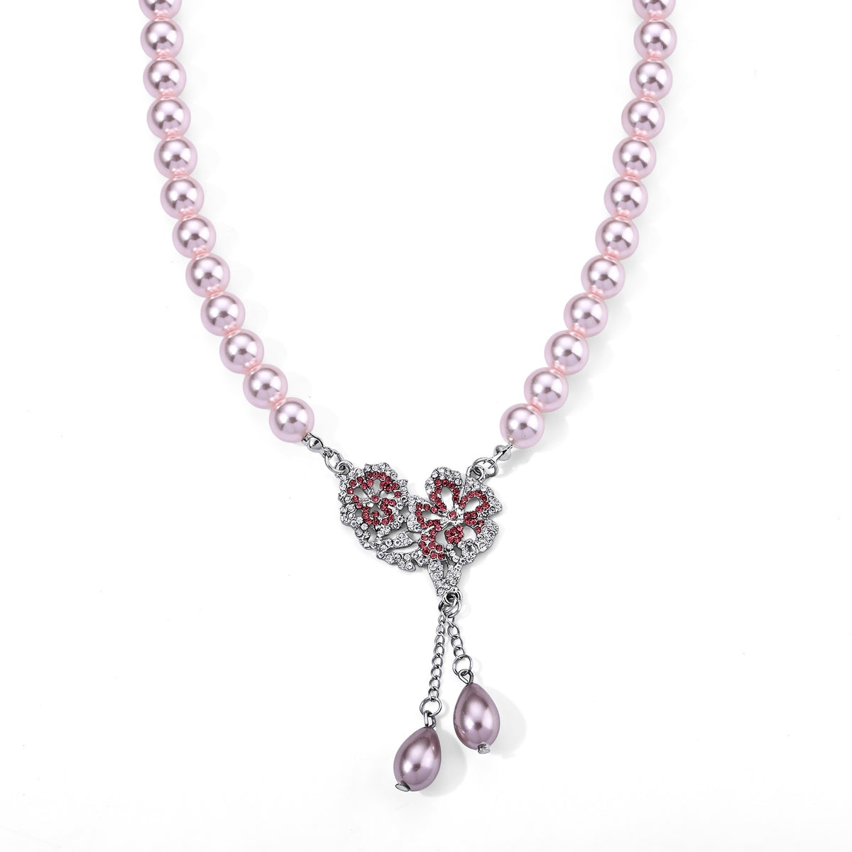 Pink Shell Pearl &amp; Multi Crystal Blooming Flower Adjustable Necklace (Size - 18+2 Ext) 235.00 Ct. V32745845 0