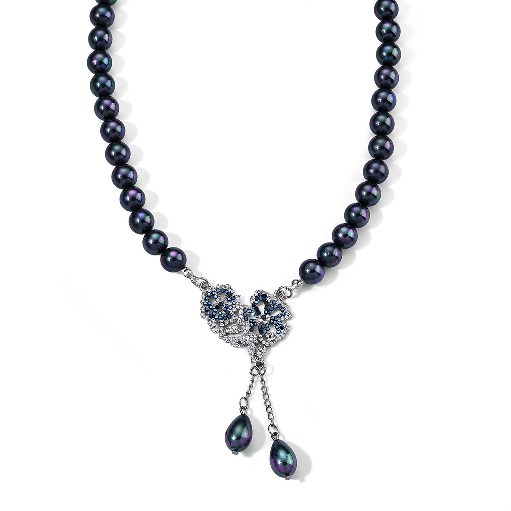 Peacock Shell Pearl & Multi Crystal Blooming Flower Adjustable Necklace (Size - 18+2 Ext) 235.00 Ct._8696753