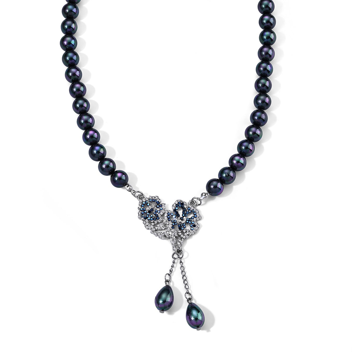 Peacock Shell Pearl &amp; Multi Crystal Blooming Flower Adjustable Necklace (Size - 18+2 Ext) 235.00 Ct. V32747137 0