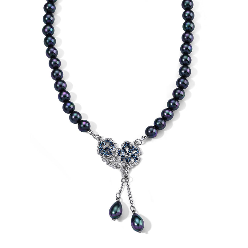Peacock Shell Pearl & Multi Crystal Blooming Flower Adjustable Necklace (Size - 18+2 Ext) 235.00 Ct._8696753