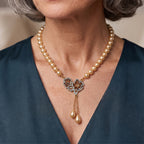 Golden Shell Pearl & Multi Crystal Blooming Flower Adjustable Necklace (Size - 18+2 Ext) 235.00 Ct._8696807_1