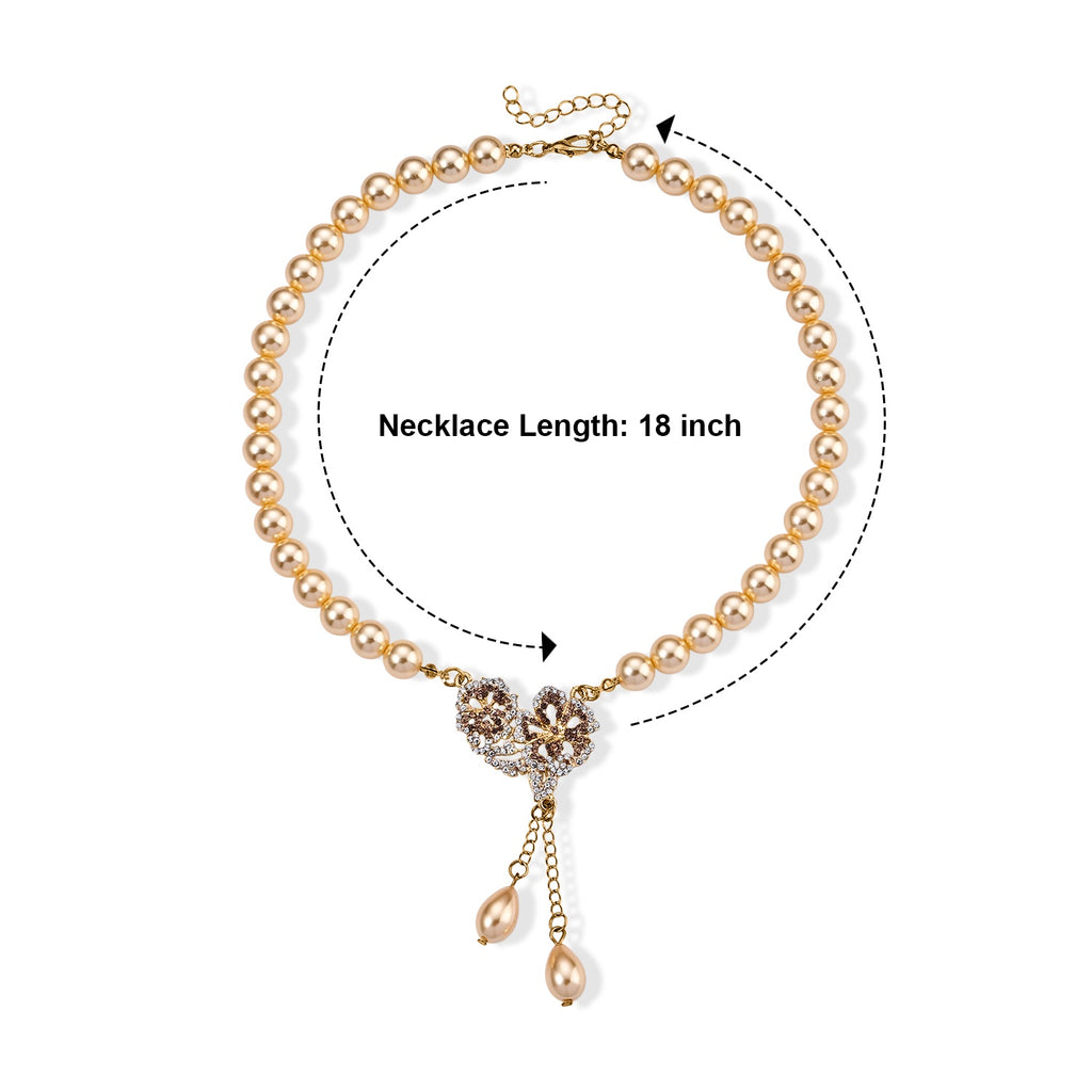 Golden Shell Pearl & Multi Crystal Blooming Flower Adjustable Necklace (Size - 18+2 Ext) 235.00 Ct._8696807_5