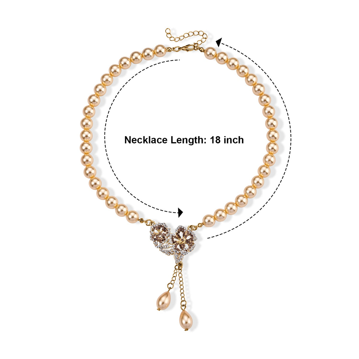Golden Shell Pearl &amp; Multi Crystal Blooming Flower Adjustable Necklace (Size - 18+2 Ext) 235.00 Ct. V32745858 6