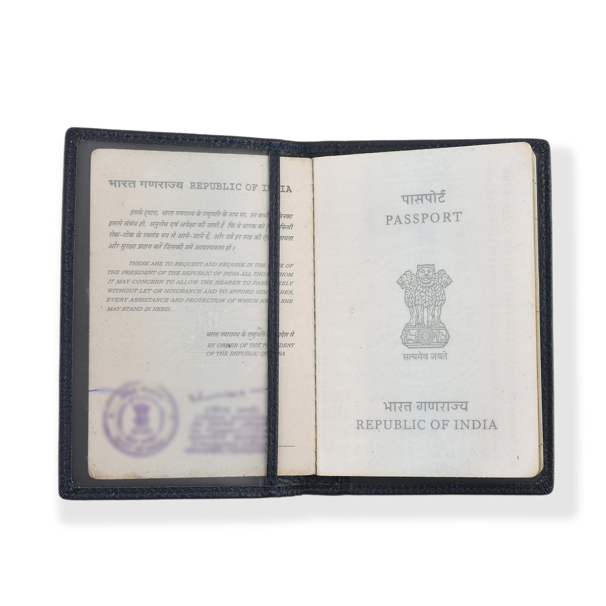 Leather Patterned Passport Holder (Size 14x10x1 cm) - Dark Blue 8696939 6