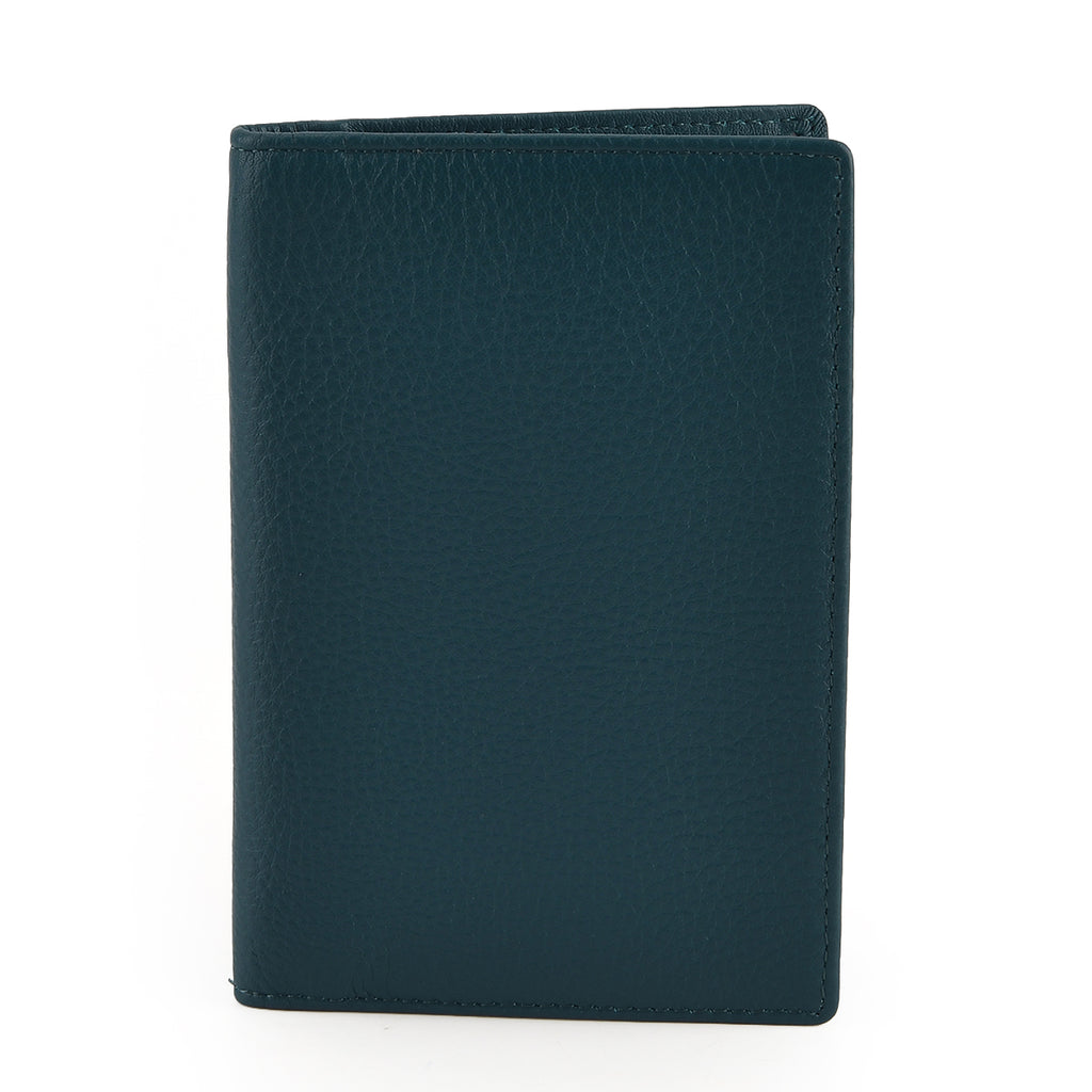Leather Patterned Passport Holder (Size 14x10x1 cm) - Dark Green_8696941