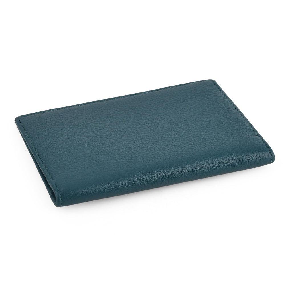 Leather Patterned Passport Holder (Size 14x10x1 cm) - Dark Green_8696941_5