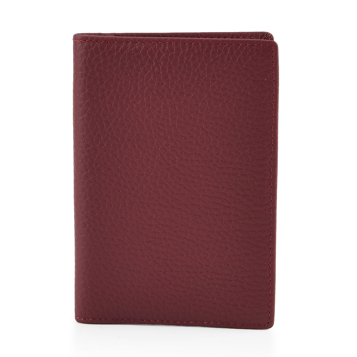 Leather Patterned Passport Holder (Size 14x10x1 cm) - Burgundy 8696942 0