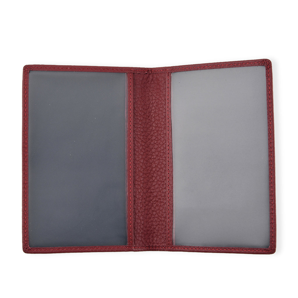 Leather Patterned Passport Holder (Size 14x10x1 cm) - Burgundy_8696942_3