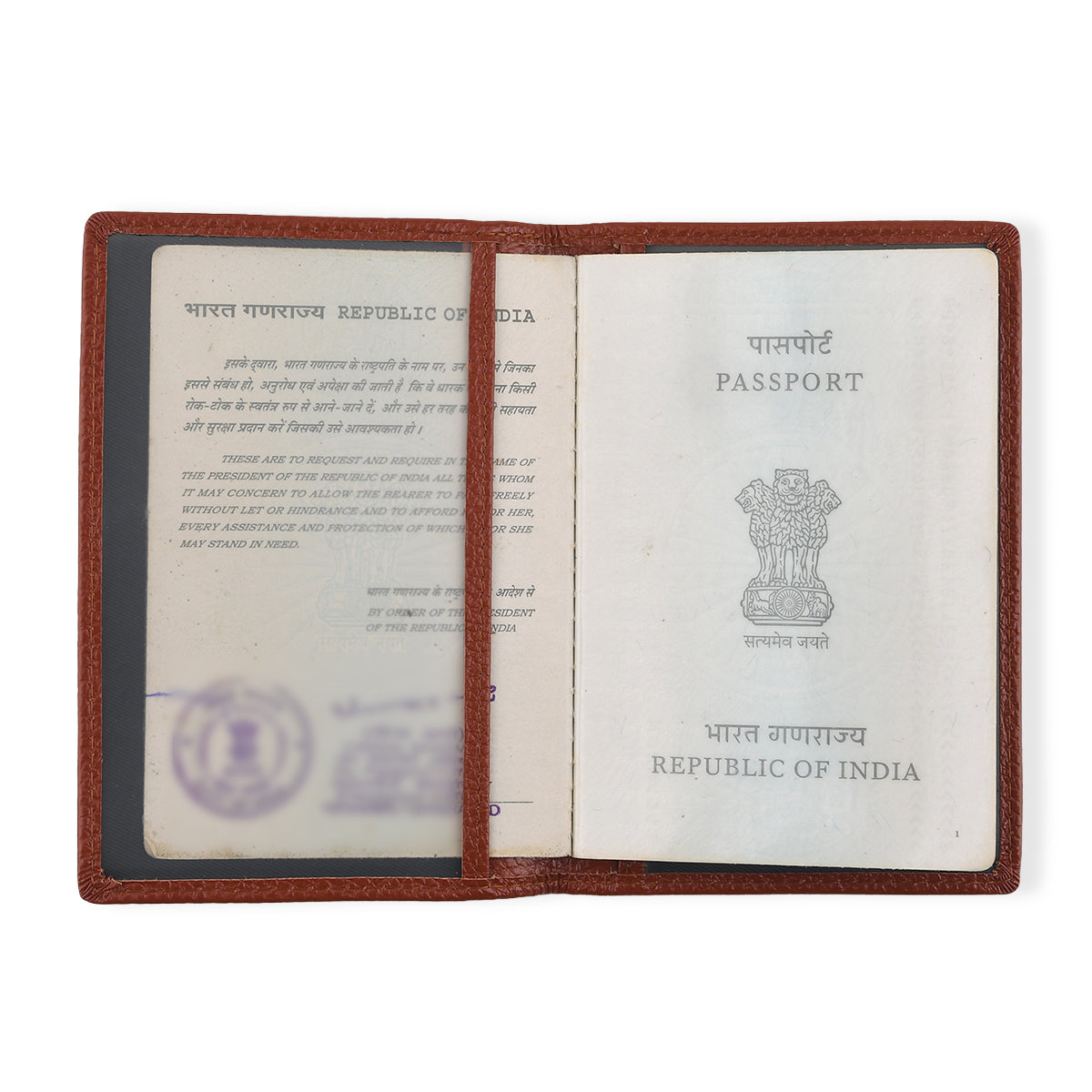 Leather Patterned Passport Holder (Size 14x10x1 cm) - Brown 8696943 6