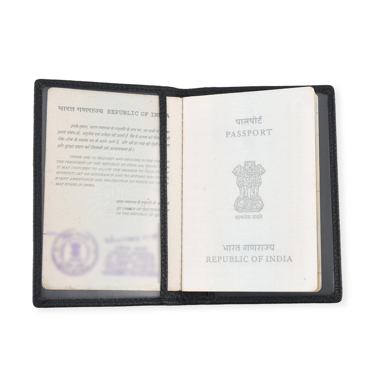 Leather Patterned Passport Holder (Size 14x10x1 cm) - Black 8696944 6