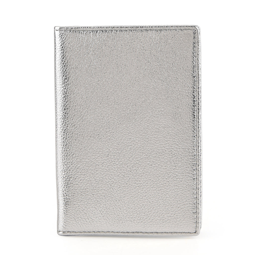 Leather Patterned Passport Holder (Size 14x10x1 cm) - Silver_8696945