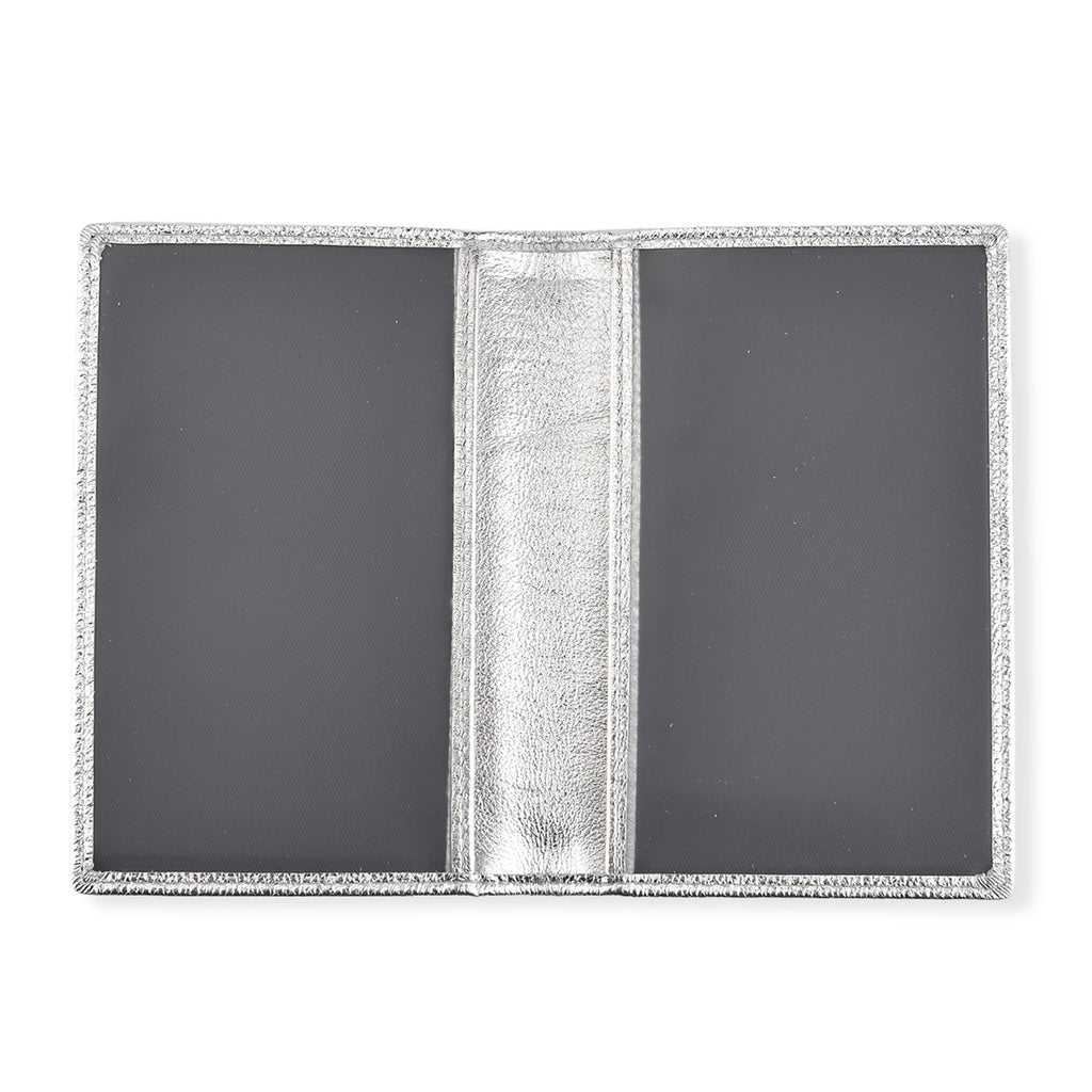 Leather Patterned Passport Holder (Size 14x10x1 cm) - Silver_8696945_3
