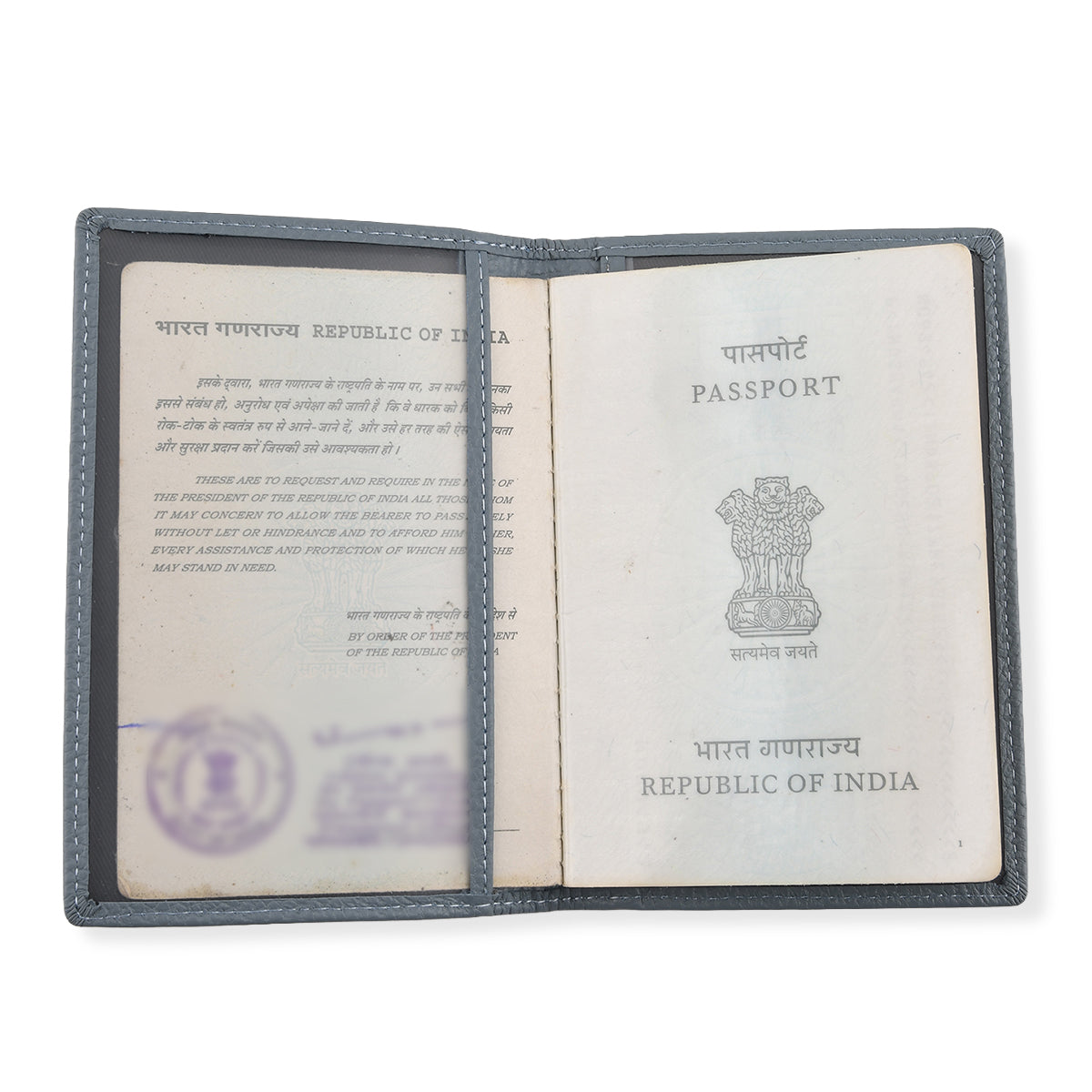 Leather Patterned Passport Holder (Size 14x10x1 cm) - Light Blue 8696946 6