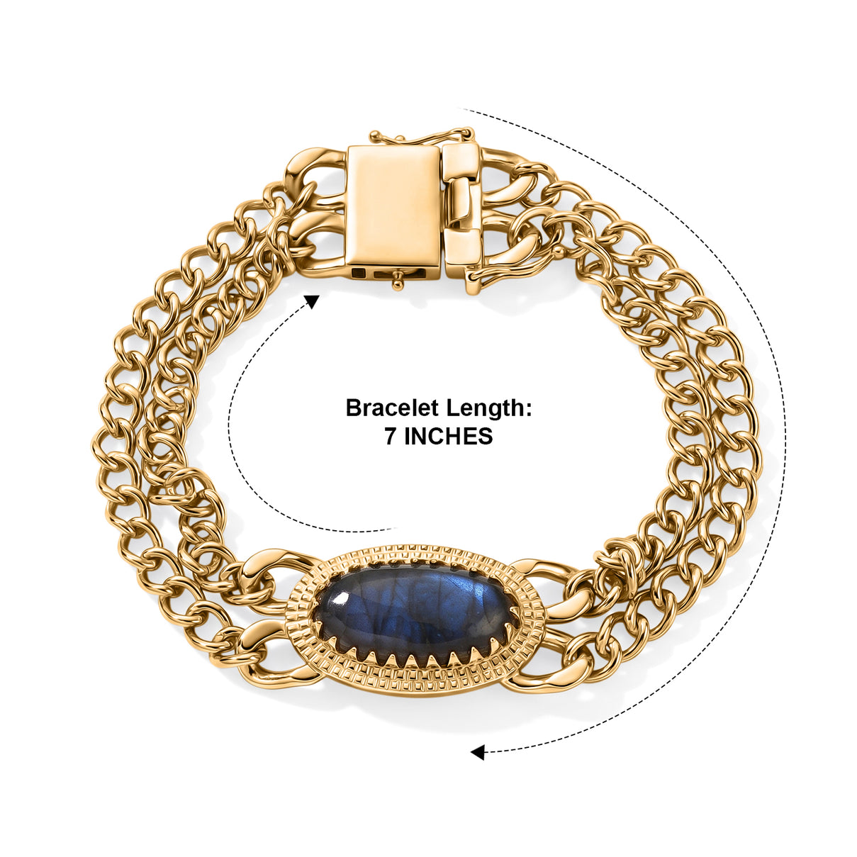 EverTrue - Labradorite Chain Bracelet (Size - 7.5) with GB Lock Box in Yellow Gold Tone 10.60 Ct. 8696961 4