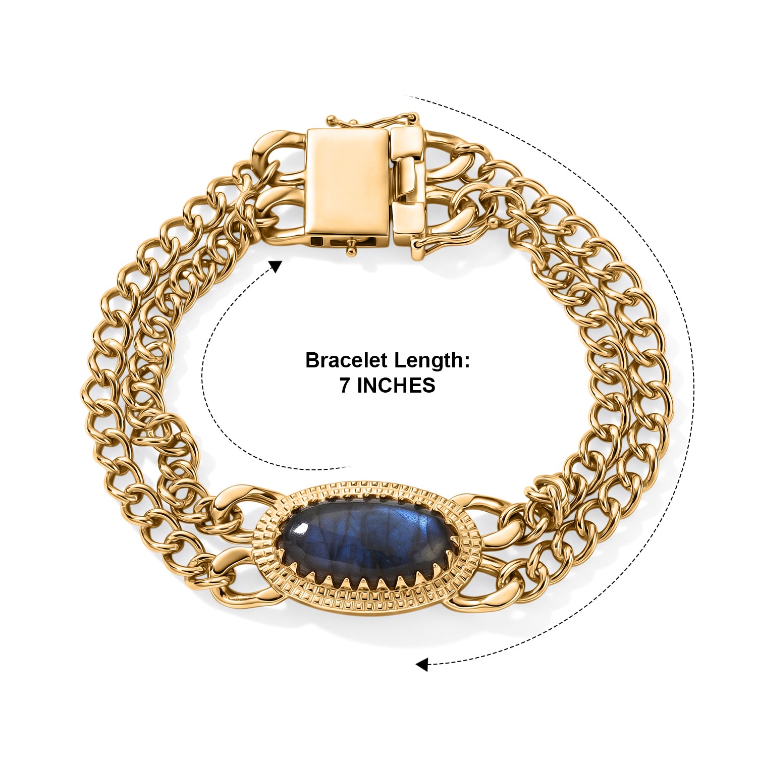 EverTrue - Labradorite Chain Bracelet (Size - 7.5) with GB Lock Box in Yellow Gold Tone 10.60 Ct. 8696961 4