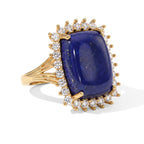EverTrue - Lapis Lazuli & White Zircon Ring in Yellow Gold Tone 13.30 Ct._8697042