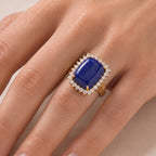 EverTrue - Lapis Lazuli & White Zircon Ring in Yellow Gold Tone 13.30 Ct._8697042_1