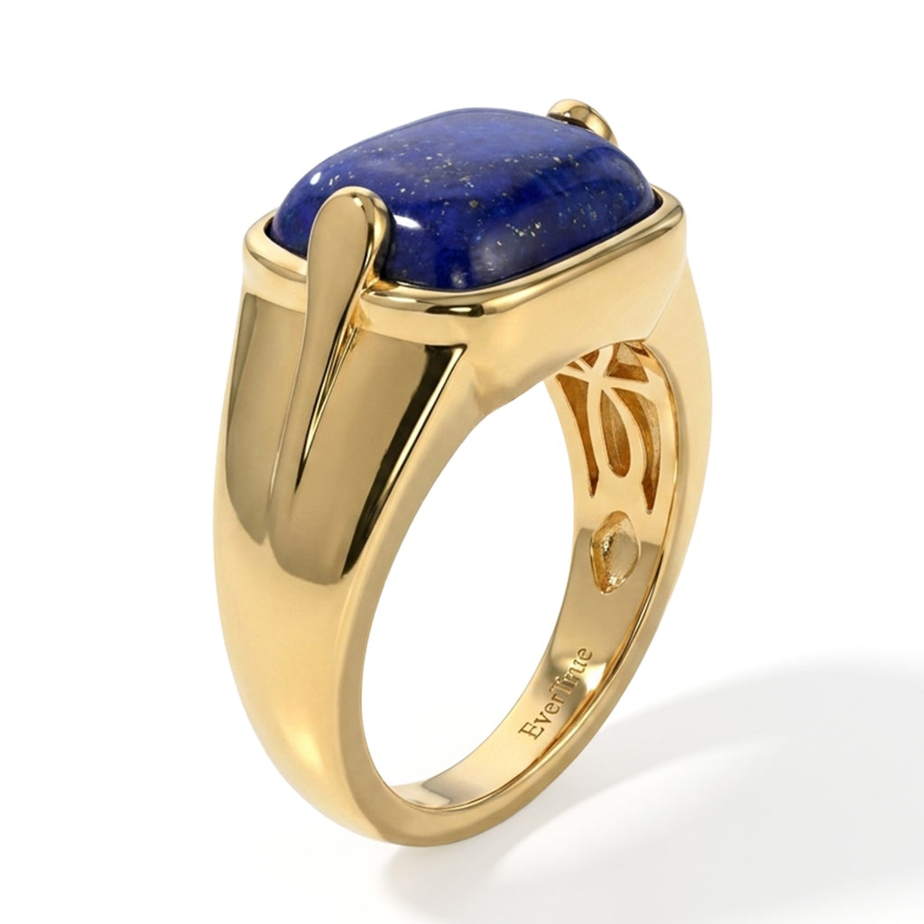 EverTrue - Lapis Lazuli Solitaire Ring in Yellow Gold Tone 6.36 Ct._8697049_3