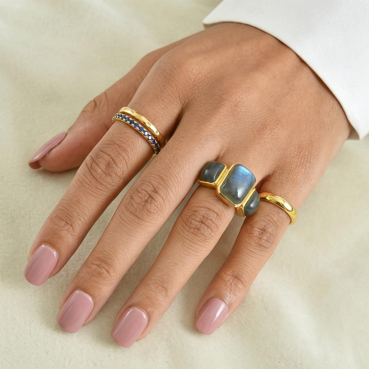 EverTrue - Labradorite Trilogy Ring in Yellow Gold Tone 14.07 Ct. V32567092 3