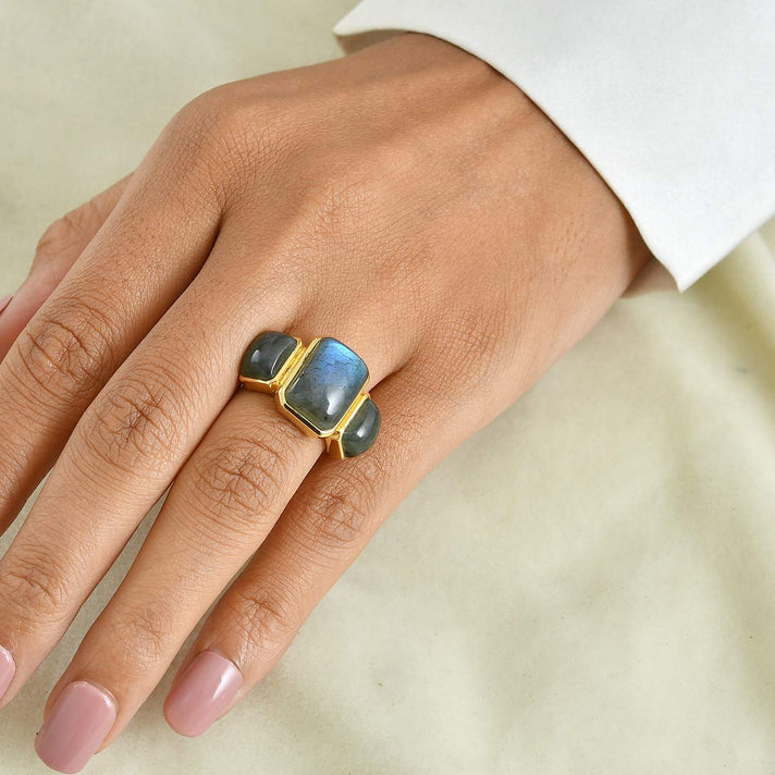 EverTrue - Labradorite Trilogy Ring in Yellow Gold Tone 14.07 Ct. 8697067 2