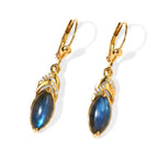 EverTrue - Labradorite & White Zircon Drop Earring with Lever Back in Yellow Gold Tone 4.50 Ct._8697086
