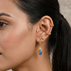 EverTrue - Labradorite & White Zircon Drop Earring with Lever Back in Yellow Gold Tone 4.50 Ct._8697086_2