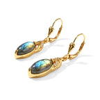 EverTrue - Labradorite & White Zircon Drop Earring with Lever Back in Yellow Gold Tone 4.50 Ct._8697086_3