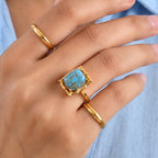 EverTrue Blue Turquoise, White Zircon Fancy Ring Pure Yellow Brass  5.699  Ct._8697274_2