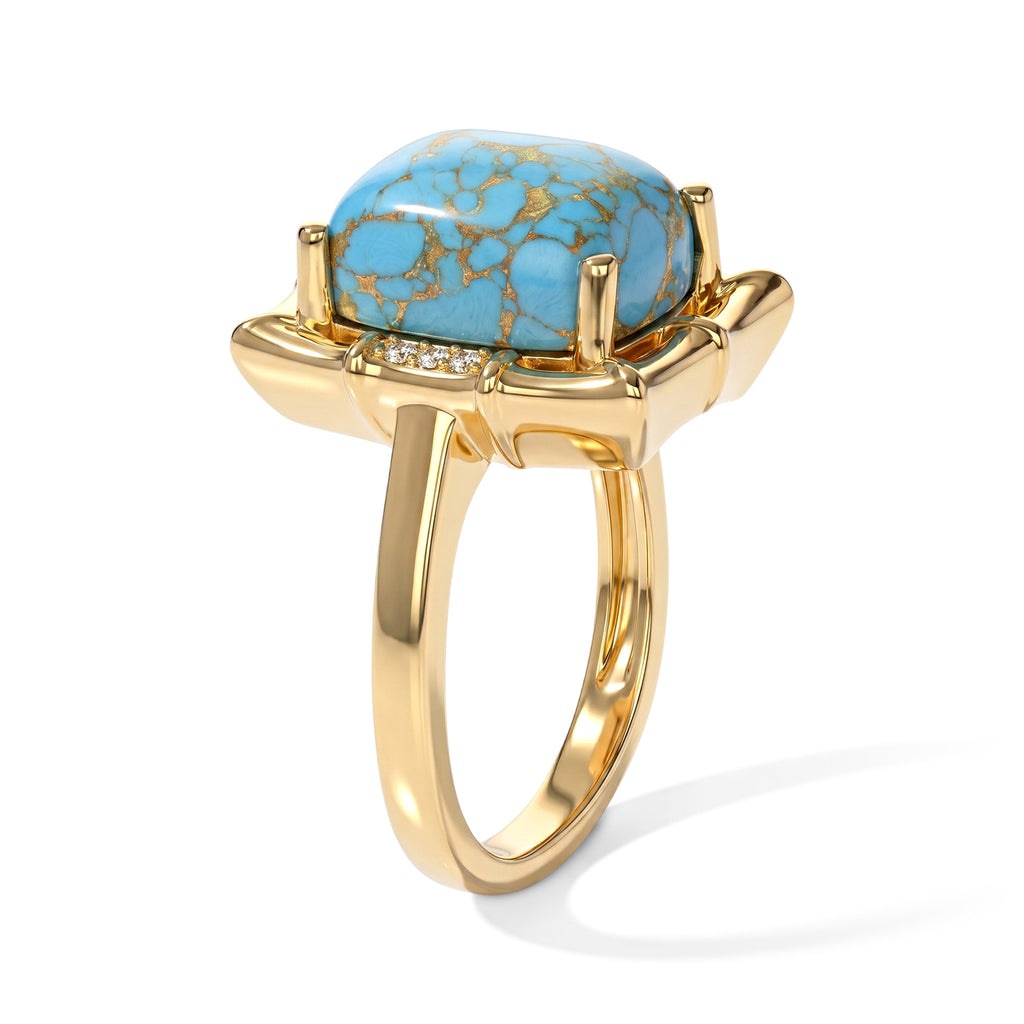 EverTrue Blue Turquoise, White Zircon Fancy Ring Pure Yellow Brass  5.699  Ct._8697274_3