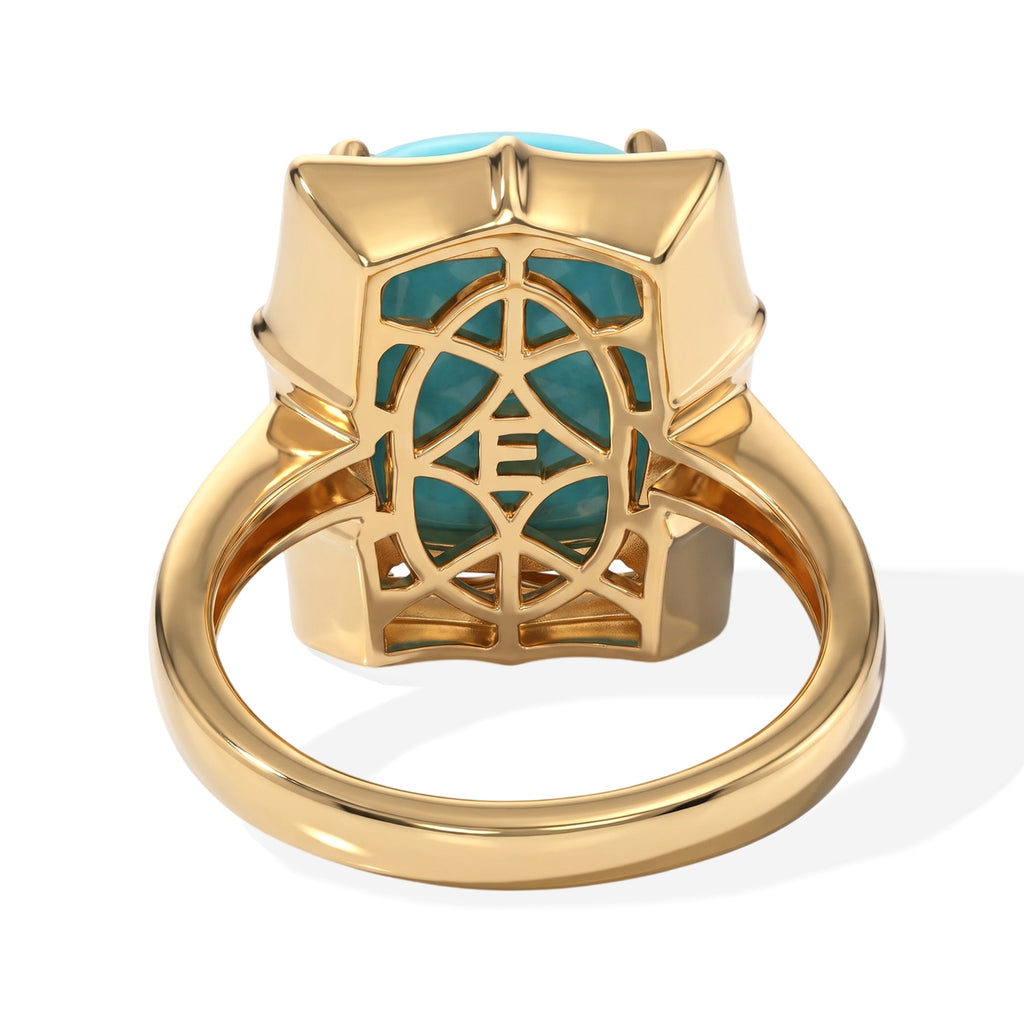 EverTrue Blue Turquoise, White Zircon Fancy Ring Pure Yellow Brass  5.699  Ct._8697274_4
