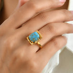 EverTrue Blue Turquoise, White Zircon Fancy Ring Pure Yellow Brass  5.699  Ct._8697278_1