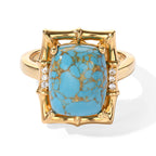 EverTrue Blue Turquoise, White Zircon Fancy Ring Pure Yellow Brass  5.699  Ct._8697281