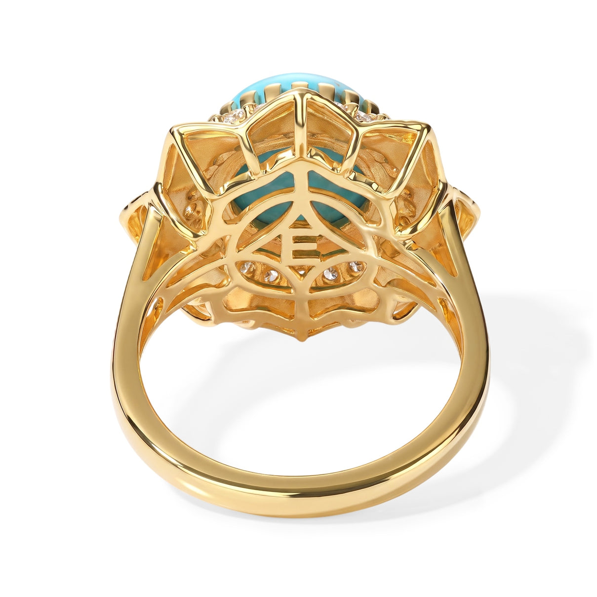 EverTrue - Blue Turquoise &amp; White Topaz Sunburst Ring in Yellow Gold Tone 3.90 Ct. 8697283 5
