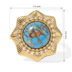 EverTrue Blue Turquoise, White Topaz Main Stone With Surrounding Stone Ring Pure Yellow Brass  3.932  Ct._8697283_5