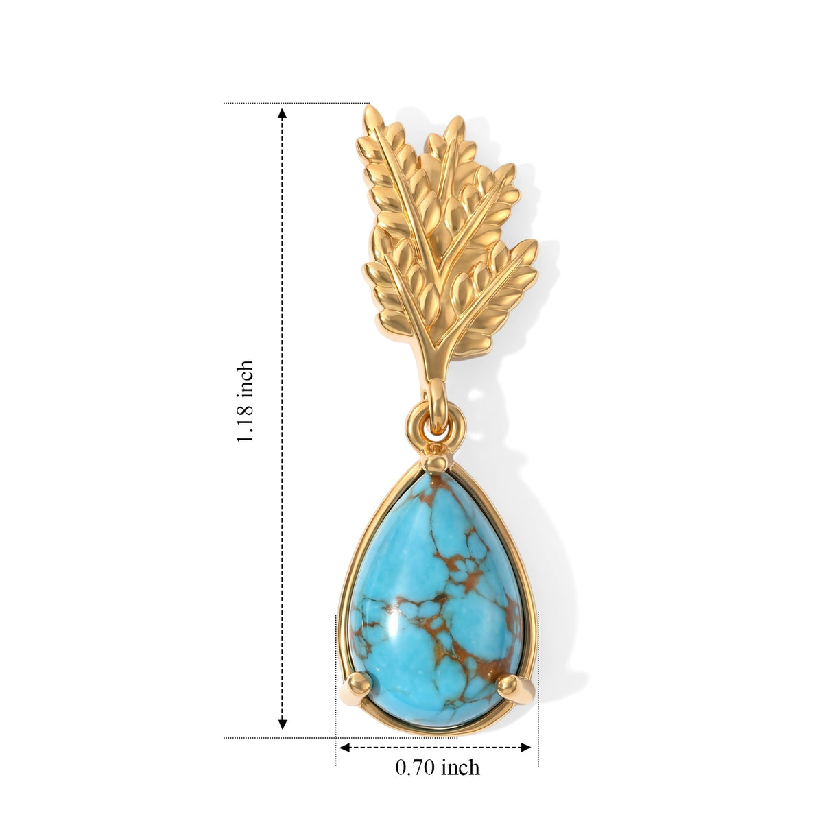 EverTrue - Mohave Blue Turquoise Leaf Earring with Push Post in Yellow Gold Tone 3.00 Ct. 8697362 5