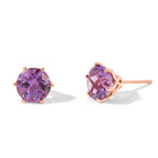 D'Joy - Rose De France Amethyst Solitaire Stud Earring with Push Post in Rose Gold Plated Sterling Silver 3.53 Ct._8697486