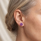 D'Joy - Rose De France Amethyst Solitaire Stud Earring with Push Post in Rose Gold Plated Sterling Silver 3.53 Ct._8697486_1