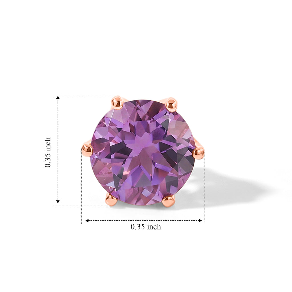 D'Joy - Rose De France Amethyst Solitaire Stud Earring with Push Post in Rose Gold Plated Sterling Silver 3.53 Ct._8697486_3