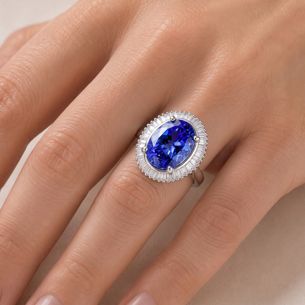BLACK FRIDAY HEIRLOOM DEAL - Rhapsody 950 Platinum AAAA Intense Vivid Tanzanite (5.00 Ct) & Natural White Diamond (0.50 Ct EF/ VS) Ring, Platinum Wt. 6.5 Gms  5.500 Ct._8697692_1