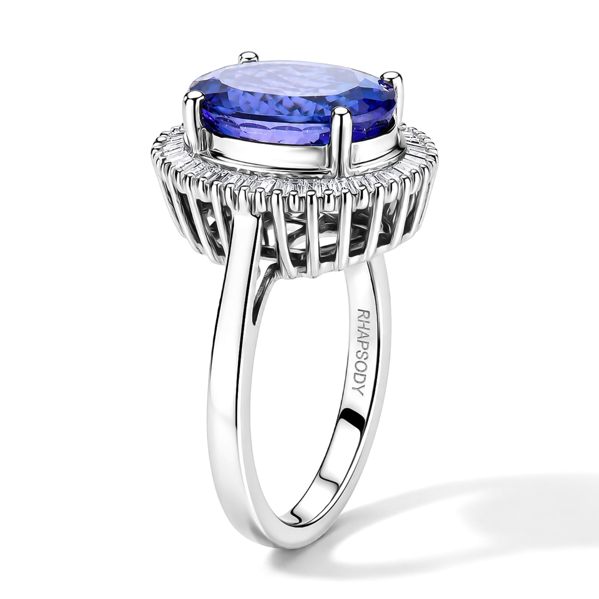 BLACK FRIDAY HEIRLOOM DEAL - Rhapsody 950 Platinum AAAA Intense Vivid Tanzanite (5.00 Ct) &amp; Natural White Diamond (0.50 Ct EF/ VS) Halo Ring 5.50 Ct, Platinum Wt. 7.25 Gms 8697692 4