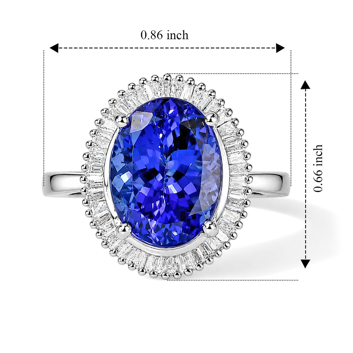 BLACK FRIDAY HEIRLOOM DEAL - Rhapsody 950 Platinum AAAA Intense Vivid Tanzanite (5.00 Ct) &amp; Natural White Diamond (0.50 Ct EF/ VS) Halo Ring 5.50 Ct, Platinum Wt. 7.25 Gms 8697692 6