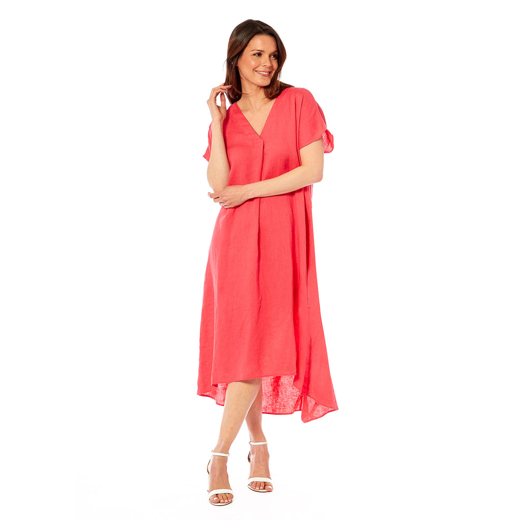 Charlotte West Linen Dress (Size - 16) - Coral_8697728