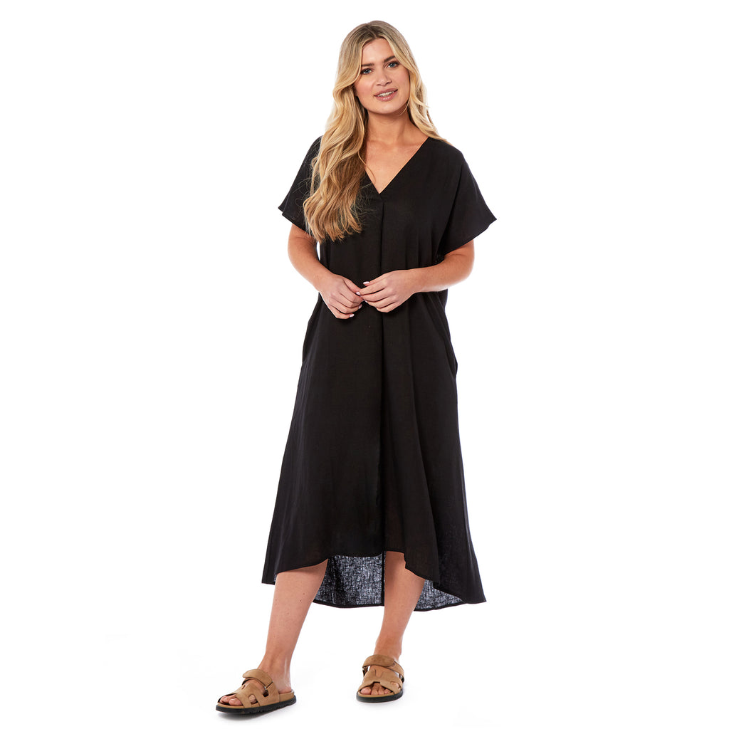 Charlotte West Linen Dress (Size - 14) - Black_8697739