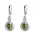 D'Joy - Ammolite & White Zircon Earring with Lever Back in Rhodium Overlay Sterling Silver 1.95 Ct._8698143