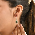 D'Joy - Ammolite & White Zircon Earring with Lever Back in Rhodium Overlay Sterling Silver 1.95 Ct._8698143_2